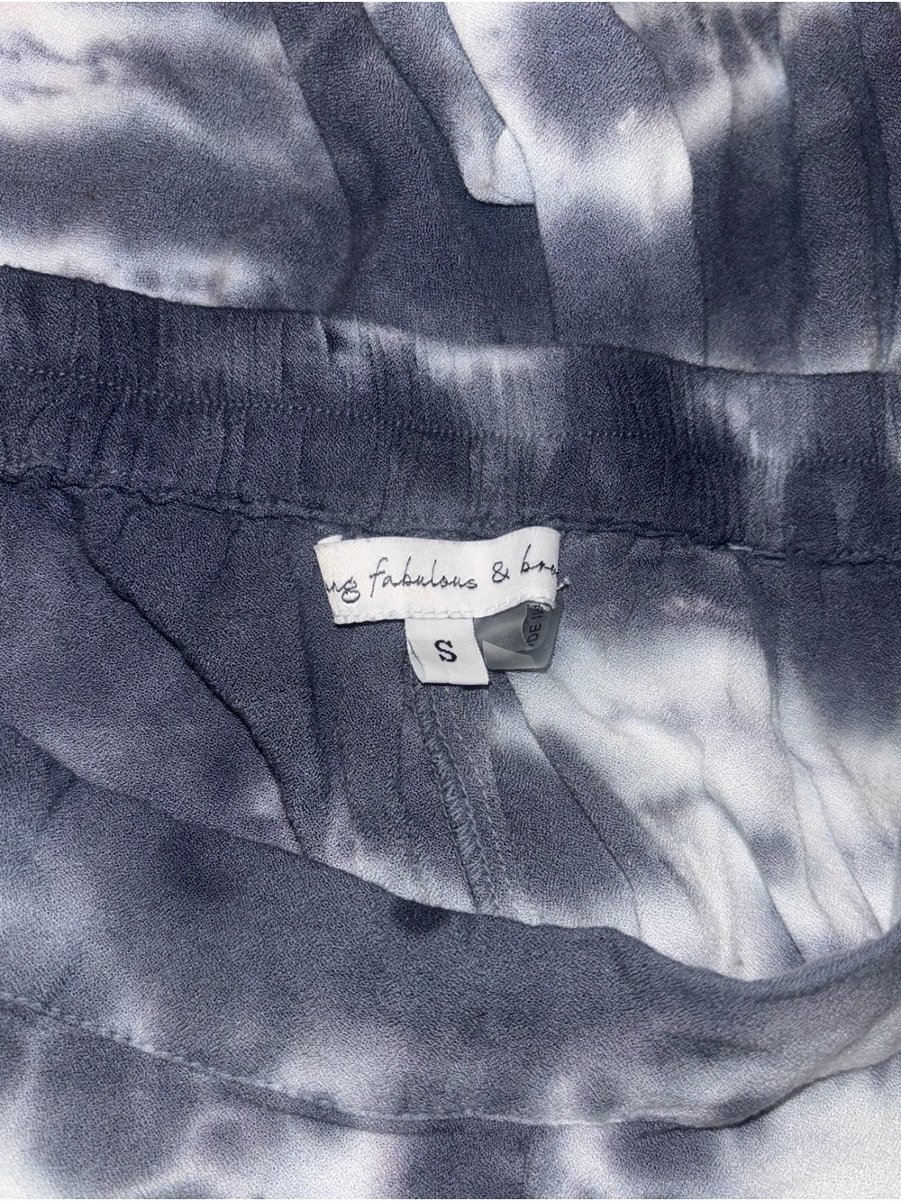 Tie-Dye Wide Leg Flowy Pants - blue grey black and white - Picture 4 of 4